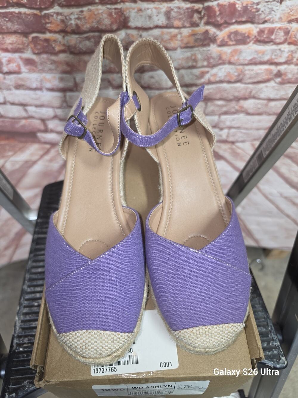 Journee Collection Ashlyn Womens 12 Wide Purple Espadrille Wedge Sandals